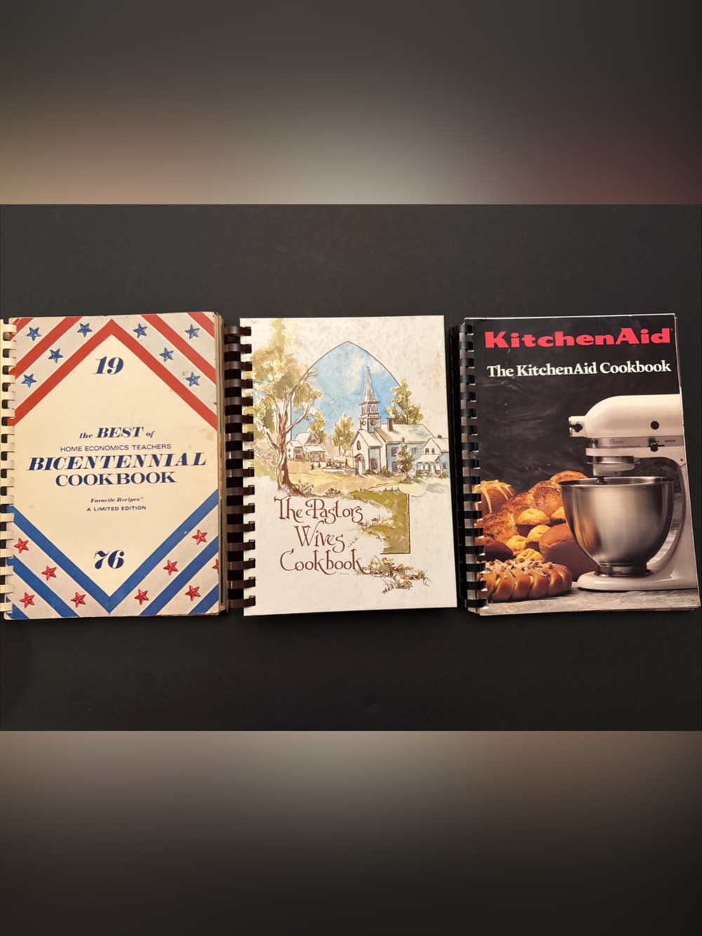 3 Spiral KitchenAid Pastors Wives HomeEc Cookbook Lot